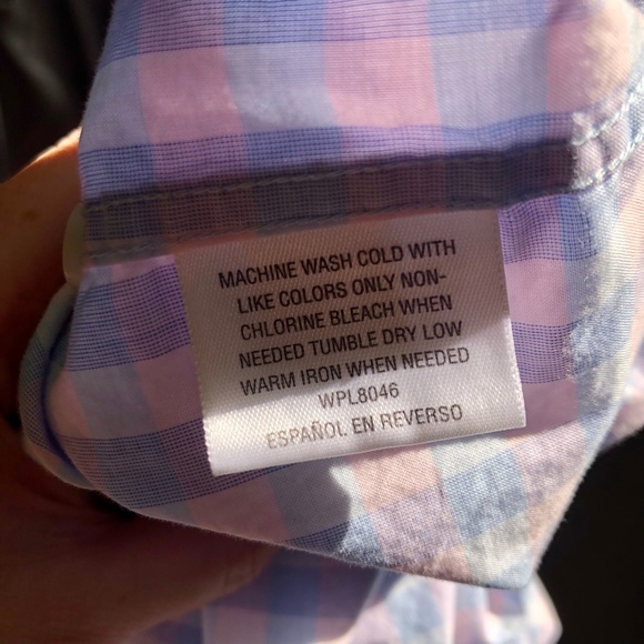 BAR III Pink, Blue and White Slim Fit Men's Button Down Shirt - Size Medium - Picture 5 of 7